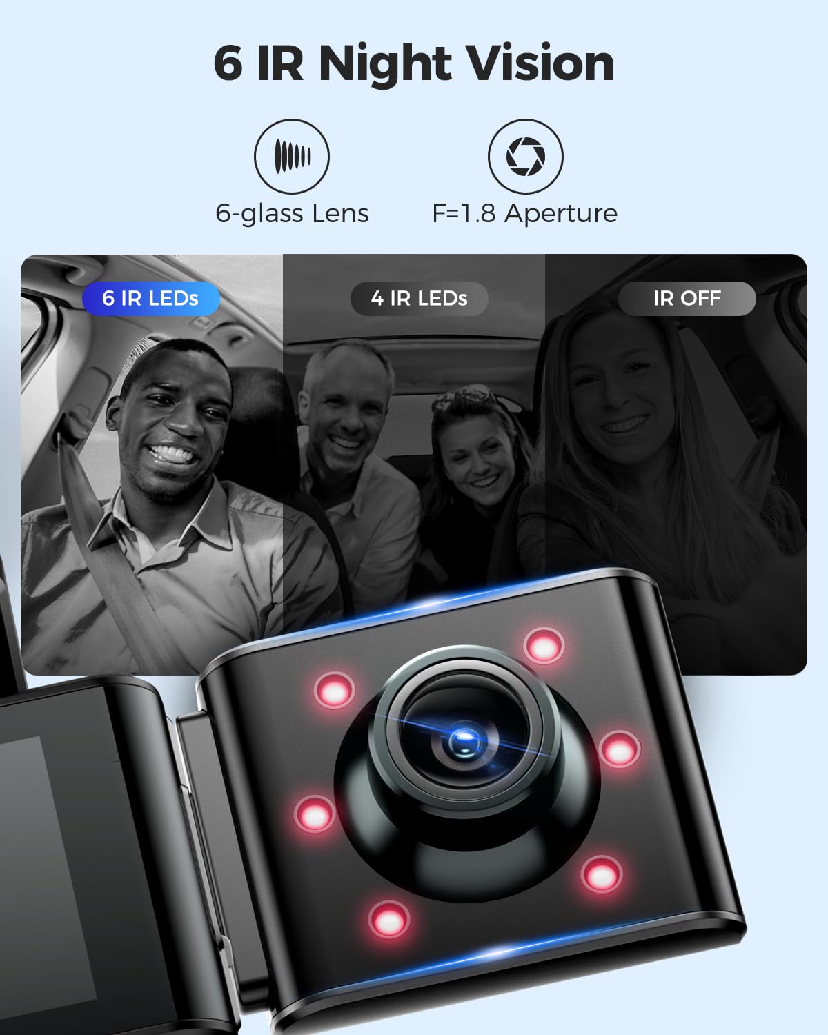 AZDOME M550 Pro 5G WiFi Dash Cam, 4K Dual Front & Rear, Built-in GPS, 64GB Card, 3.19 IPS Screen, IR Night